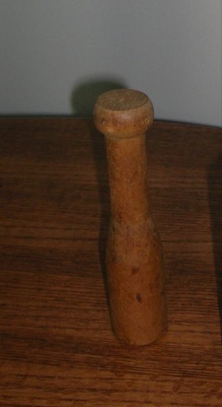 Antique Miniature Wooden Pestle For Grinding Herbs,  Lathe Turned,  5 - 5/8 