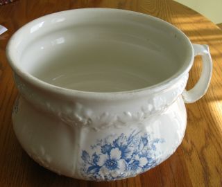 Late 1800 ' S Chamber Pot Blue Florial Signed By Maker Good Condition Low Bid photo
