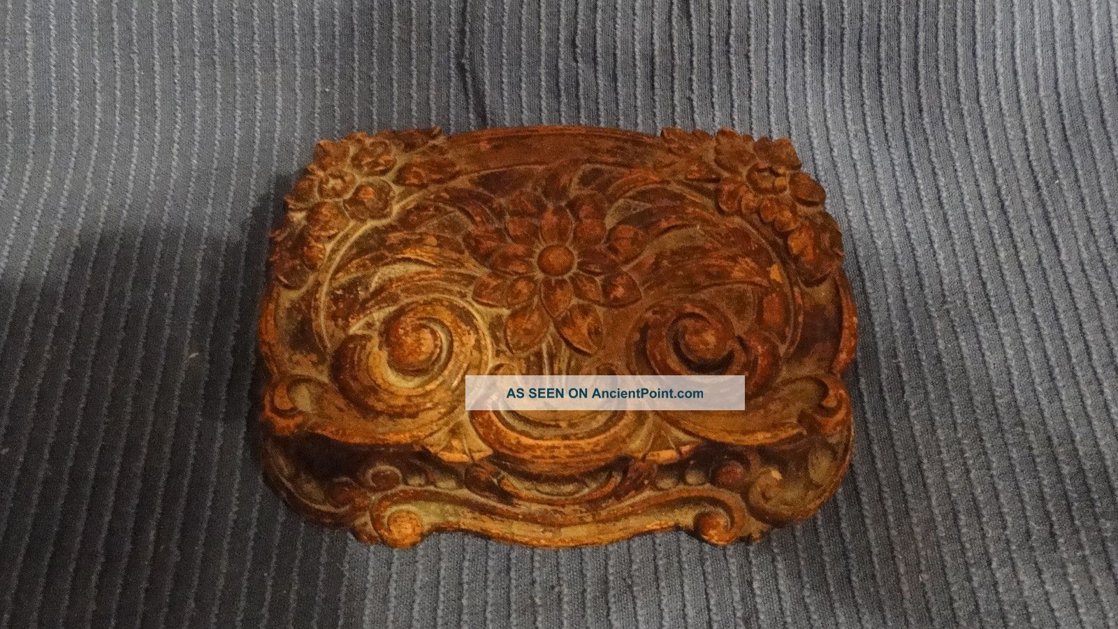 Estate Handcarved Wooden Box 7 