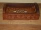 Vintage Asian Hand Carved With Inlaid Small Serving Tray & Five Inlaid Coasters Trays photo 3