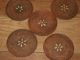 Vintage Asian Hand Carved With Inlaid Small Serving Tray & Five Inlaid Coasters Trays photo 6