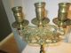 Antique Pair Of Brass Candlesticks,  Holds 3 Candles.  Ornate. Metalware photo 1