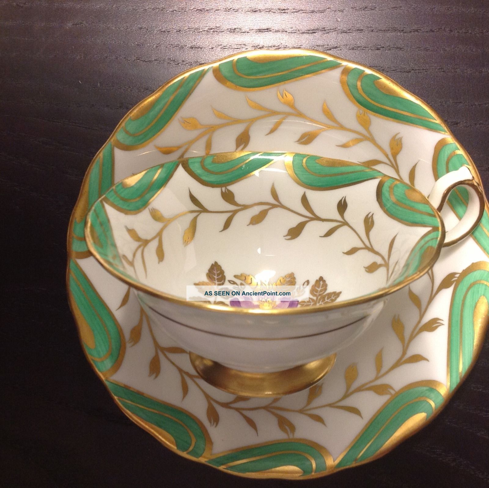 Royal Chelsea Green/floral Design Tea Cup & Saucer (4005a) Cups & Saucers photo