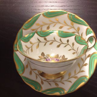 Royal Chelsea Green/floral Design Tea Cup & Saucer (4005a) photo