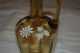 Amber Art Glass Paneled Cruet With Enamel Flowers Perfume Bottles photo 6