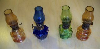 Vintage Miniature Colored Glass Gas Lanterns 4 photo