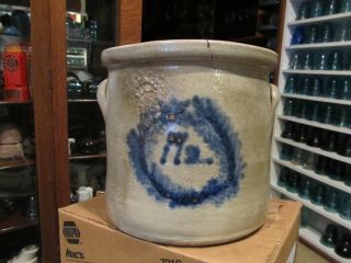Old Salt Glaze Crock Stoneware With Blue Mark photo