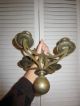Antique Rustic Solid Brass 4 Arm Hanging Candelabra Center Ball Chain Cabin Metalware photo 2