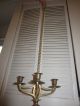 Antique Rustic Solid Brass 4 Arm Hanging Candelabra Center Ball Chain Cabin Metalware photo 5