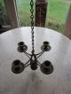 Antique Rustic Solid Brass 4 Arm Hanging Candelabra Center Ball Chain Cabin Metalware photo 6