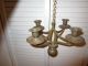 Antique Rustic Solid Brass 4 Arm Hanging Candelabra Center Ball Chain Cabin Metalware photo 7