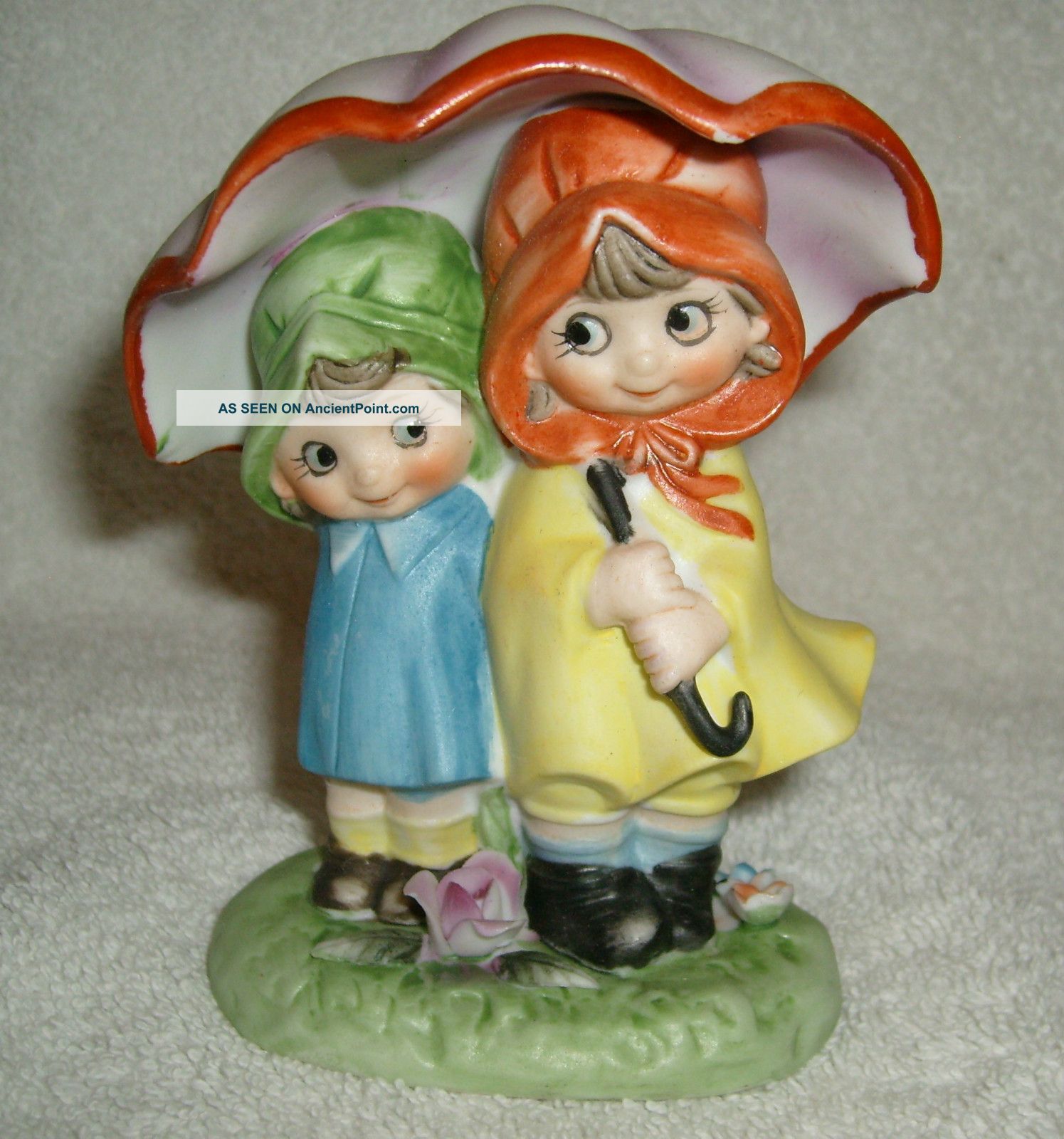 Children/kids Waiting In Rain Ceramic Figure 4.  5 
