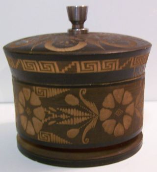 Vtg Crafted Mexico Folk Art Wood Box Handmade Carved Wood Jewelry Treasure Box photo