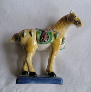 Estate Vintage Chinese Tang War Horse Sancai Majolica Pottery Figurine 6 