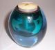 Antique Blue Turquoise Glass Tea Light Holder Brass Insert Tear Drop Unique Candle Holders photo 1