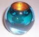 Antique Blue Turquoise Glass Tea Light Holder Brass Insert Tear Drop Unique Candle Holders photo 6