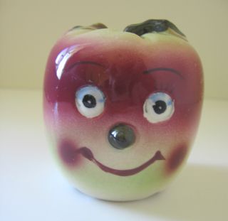 Anthropomorphic Apple Face Shaker - Vintage Japan Ceramic - Salt Or Pepper photo