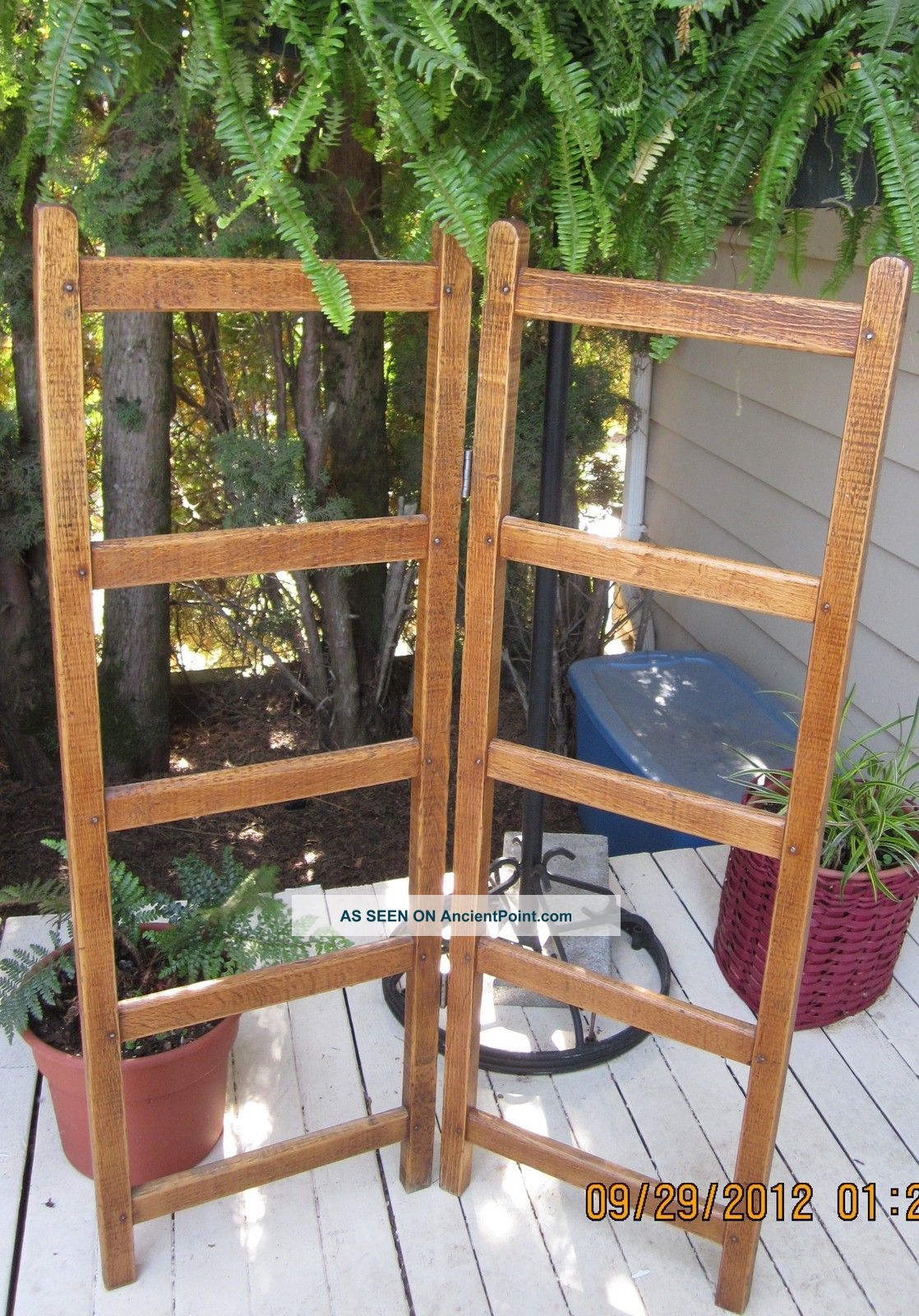 Antique Oak Wood Linen - Blanket - Quilt Rack Other photo