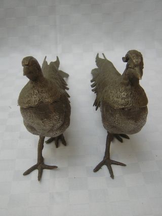 Antique Pair Of Pheasants Male & Female.  Lenght 12 Inches. . photo