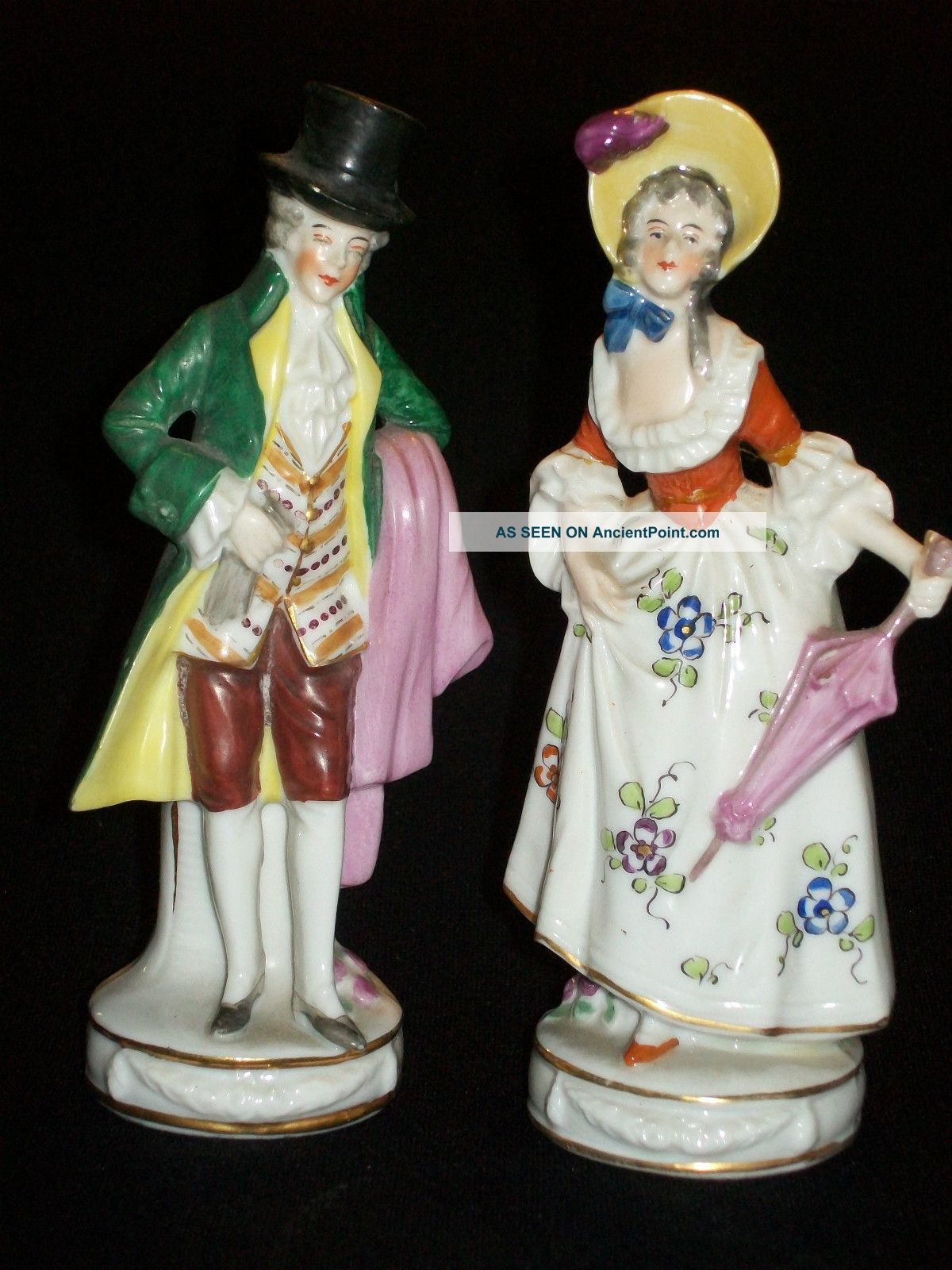 Antique German Porcelain Ernst Bohne Dresden Victorian Courting Couple Figurines Figurines photo