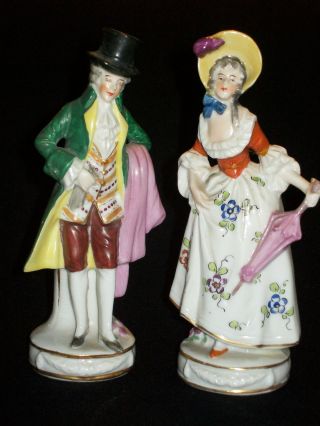 Antique German Porcelain Ernst Bohne Dresden Victorian Courting Couple Figurines photo