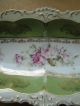 Antique Habsburg China Austria Celery Dish Serving Long Bowl Sea Foam Green Pink Platters & Trays photo 3