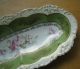 Antique Habsburg China Austria Celery Dish Serving Long Bowl Sea Foam Green Pink Platters & Trays photo 4