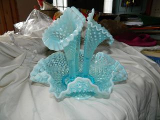 Epergne Antique Blue Glass Very Good Condition photo