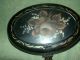 Oval Vintage Black Hand Painted Tole Ware Silent Butler Crumb Catcher Tray Toleware photo 5