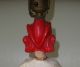 Antique Chalk Asian Lady God Figurine Statue Lamp Art Deco Red Finial Black Lamps photo 5