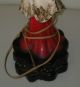 Antique Chalk Asian Lady God Figurine Statue Lamp Art Deco Red Finial Black Lamps photo 7