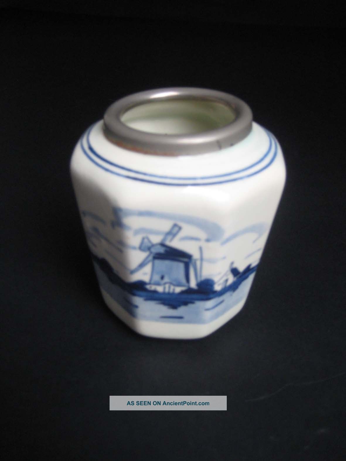 Blue Delft Holland Handpainted Mustard Jar Sign.  / Mosterdpotje / Pot à Moutarde Jars photo