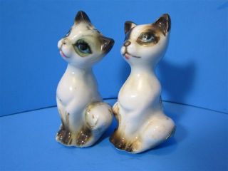 Vintage Ceramic Siamesse Cats Lot Salt & Pepper Shaker China Taiwan Lot Set photo