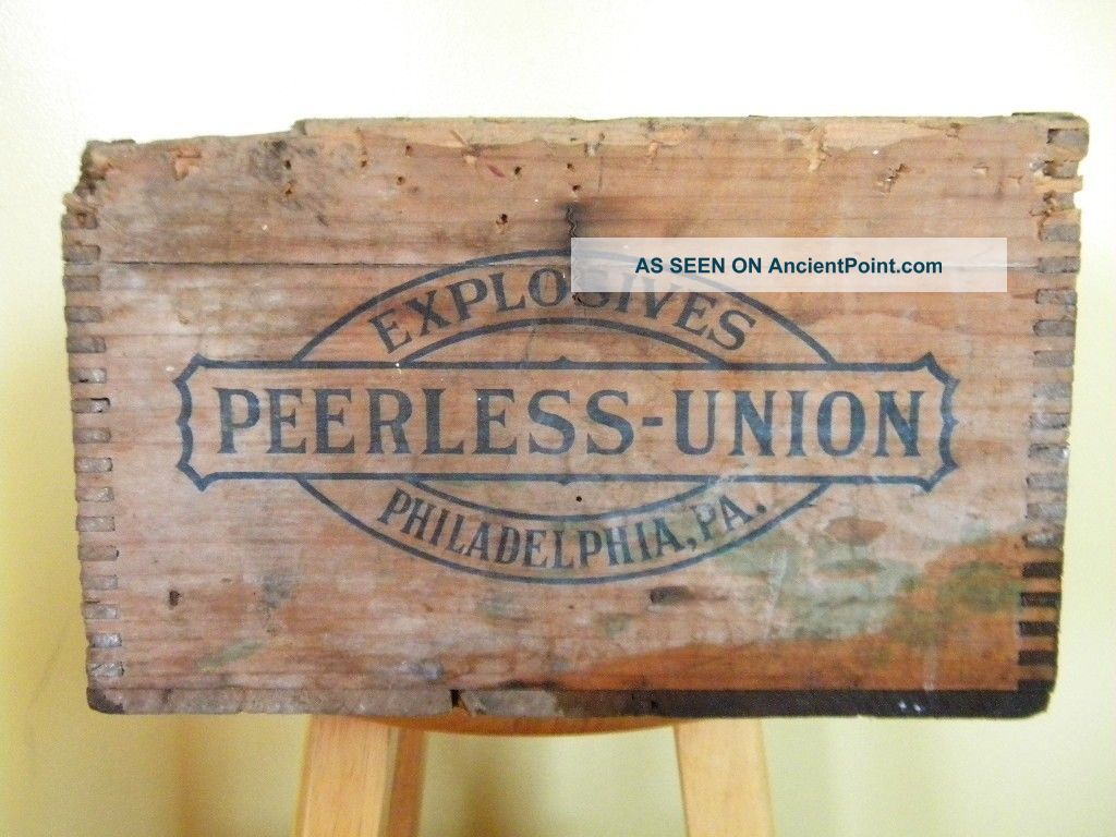 Old Peerless Union High Explosives Wooden Box Philadelphia Pa Boxes photo