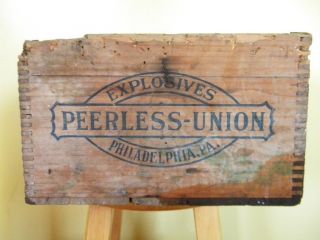 Old Peerless Union High Explosives Wooden Box Philadelphia Pa photo