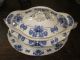 Antique Art Nouveau Tureen Lid Platter Penrose Keeling & Co.  England Blue White Tureens photo 1