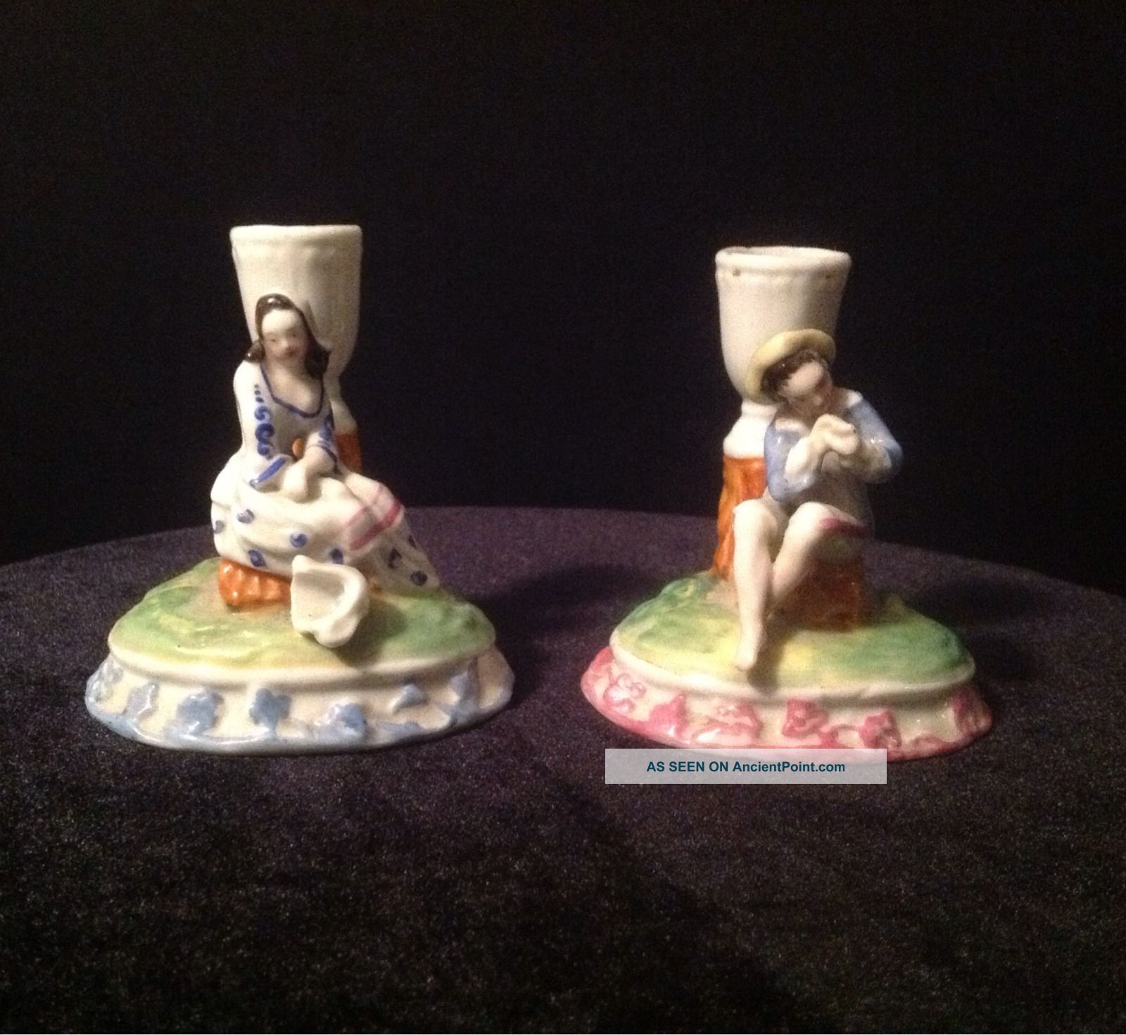 Victorian Porcelain Figural Pair Of Candle Holders Candle Holders photo