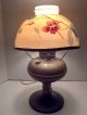 Antique Miller New Vestal Converted Oil Lamp W Orange Floral Glass Shade - Works Lamps photo 10