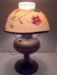 Antique Miller New Vestal Converted Oil Lamp W Orange Floral Glass Shade - Works Lamps photo 1