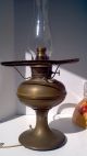 Antique Miller New Vestal Converted Oil Lamp W Orange Floral Glass Shade - Works Lamps photo 3