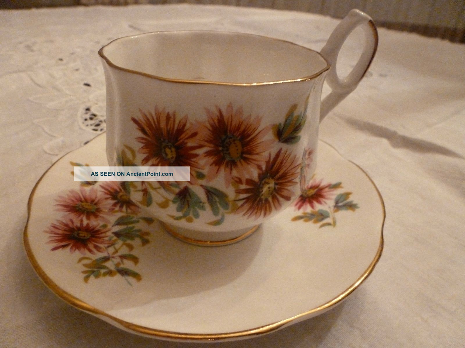 Royal Dover Fine China Tea Cup & Saucer Flower Of The Month,  September Asters Cups & Saucers photo