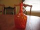 Gorgeous Retro Modern Deep Orange Hand Blown Glass Decanter Vase. Decanters photo 3