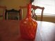 Gorgeous Retro Modern Deep Orange Hand Blown Glass Decanter Vase. Decanters photo 3