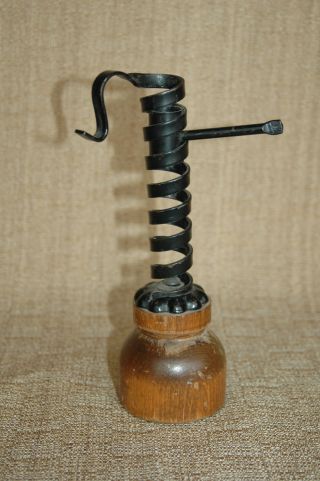 Antique Courting Candle Holder - Iron And Wood photo
