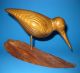 Hand Crafted Striped Wood Carved Sand Pipper Bird Sculpture Eames Jere Mcm Era Carved Figures photo 1