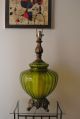 Mid Century 1972 Modern Optic Ribbed Glass Brass Lamp Vintage Eames Era Lamps photo 1