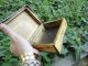Antique Rare Wooden Jewelry Box Handmade Hand Painted Pokerwork Art 19th Century Boxes photo 9