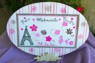 Pink Oh Lala French Mademoiselle Paris Shabby Chic Wall Plaque photo