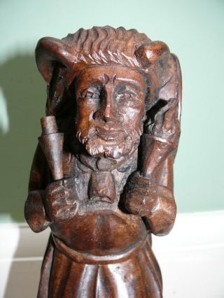 19thc Black Forest Oak Carved Male Figure Wearing Animal Skin photo