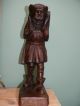 19thc Black Forest Oak Carved Male Figure Wearing Animal Skin Other photo 1